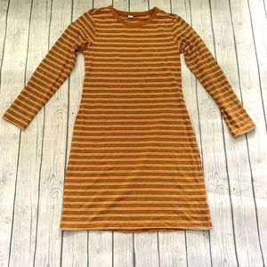 Old Navy gold brown striped dress-medium